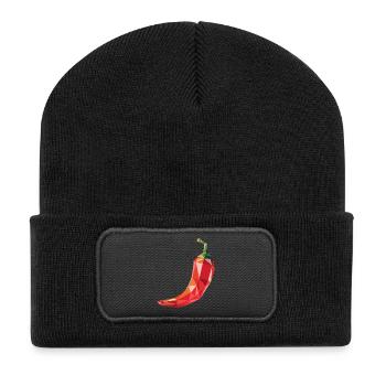 Chili Pepper - Cooles Low-Poly-Gemüse-Logo - Recycelte Patch Beanie - Schwarz - Vorne