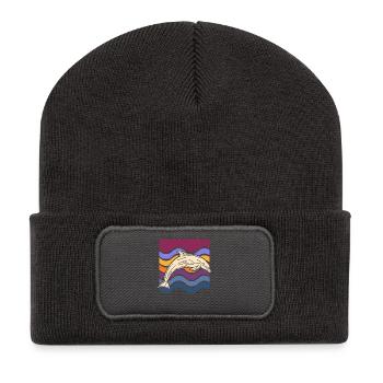 Dolphin on colored waves - Recycled Patch Beanie - dark grey - Front