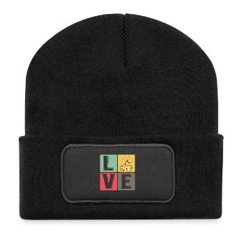 PizzaLove Block Art - Recycled Patch Beanie - black - Front