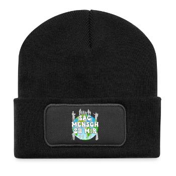 Globale Menschheit Vereint Gemeinschaft Diversität - Recycelte Patch Beanie - Schwarz - Vorne