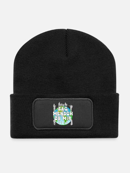 Globale Menschheit Vereint Gemeinschaft Diversität - Recycelte Patch Beanie - Schwarz