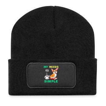 My Needs Are Simple Corgi Books and Coffee - Recycled Patch Beanie - black - Front