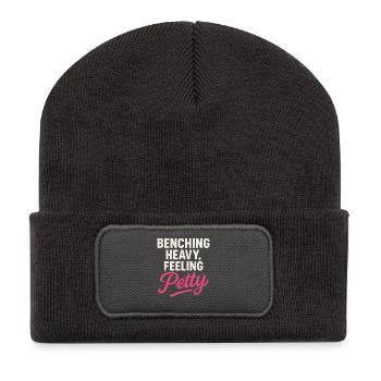Funny Bench Press Meme Spot Me Bro Powerlifting - Recycled Patch Beanie - dark grey - Front