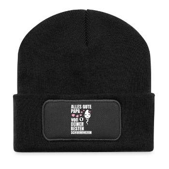 Tout le meilleur papa vous souhaite votre meilleur nageur - Beanie recyclé à patch - noir - Devant