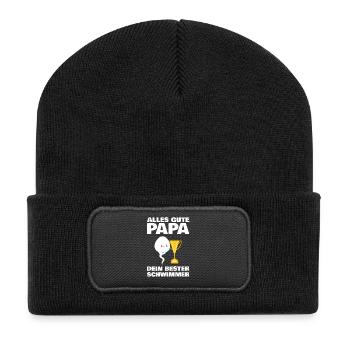 Tout le meilleur papa vous souhaite votre meilleur nageur - Beanie recyclé à patch - noir - Devant