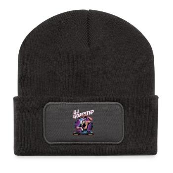 DJ GOATSTEP Rave Electro Ziege DJ Party - Recycelte Patch Beanie - Dunkelgrau - Vorne