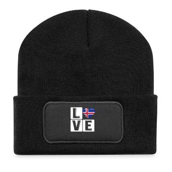L Love Iceland Heart - Beanie recyclé à patch - noir - Devant