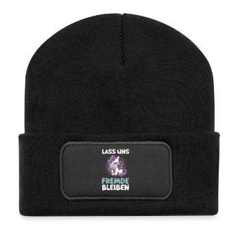 Mallorca LASS UNS FREMDE BLEIBEN Lustiges - Recycelte Patch Beanie - Schwarz - Vorne