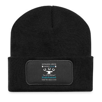 Hufschmied Pferdeschmiede Schmied Lustig - Recycelte Patch Beanie - Schwarz - Vorne