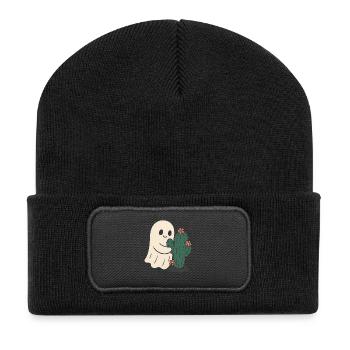 Geist umarmt Kaktus Blumen - Recycelte Patch Beanie - Schwarz - Vorne