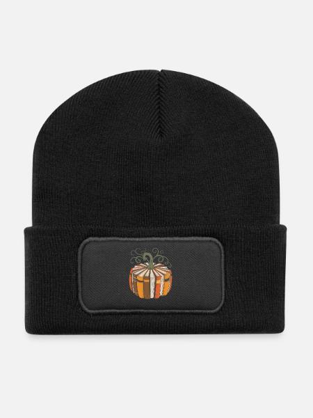 Bücherkürbis für Leseratten Kürbis Bücher - Recycelte Patch Beanie - Schwarz