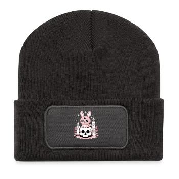 Lapin Goth Kawaii Pastel - Beanie recyclé à patch - charbon - Devant