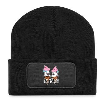Zwei leckere Eis Bären an der Eisdiele - Recycelte Patch Beanie - Schwarz - Vorne
