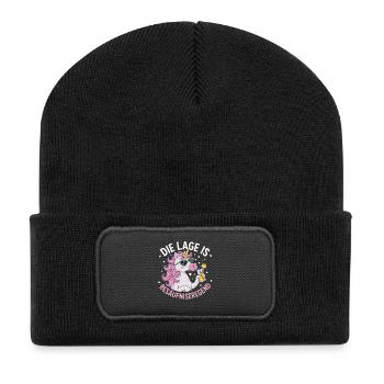 Unicorn Lage Besaufnisregend - Recycelte Patch Beanie - Schwarz - Vorne