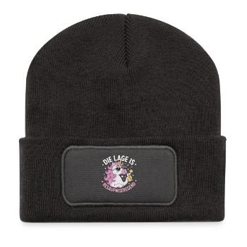 Unicorn Lage Besaufnisregend - Recycelte Patch Beanie - Dunkelgrau - Vorne