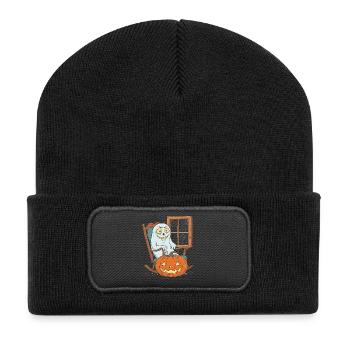 Fantôme dans la lueur de la citrouille - Beanie recyclé à patch - noir - Devant