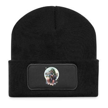 Mittelalter Ritter Krieger König Pferd Kinder - Recycelte Patch Beanie - Schwarz - Vorne