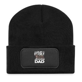Sea Otter Cartoon Dad - Recycled Patch Beanie - black - Front