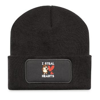 Sea Otter Cartoon Heart I Steal - Recycled Patch Beanie - dark grey - Front