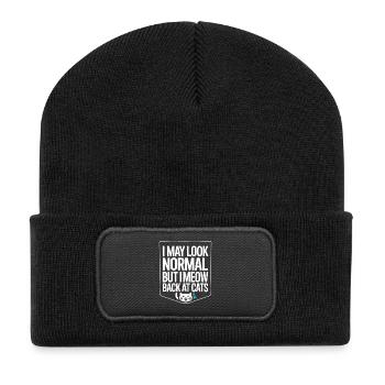 Cat I May Look Normal I Meow Back At Cats - Recycled Patch Beanie - black - Front