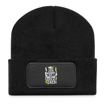 Chat Je peux avoir l’air normal Je miaule en retour aux chats - Beanie recyclé à patch - noir - Devant