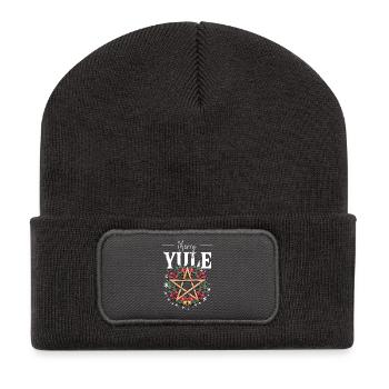 Frohes Julfest Weihnachtszeit Weihnachtssonnenwende - Recycelte Patch Beanie - Dunkelgrau - Vorne