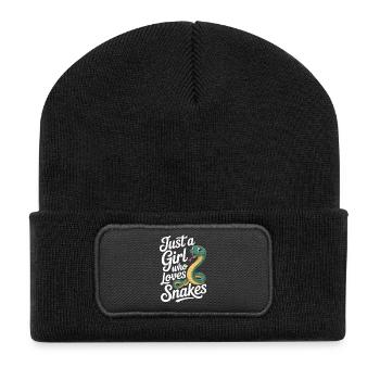 Snake Lover Shirt für Herp Girls und Reptilienfans - Recycelte Patch Beanie - Schwarz - Vorne