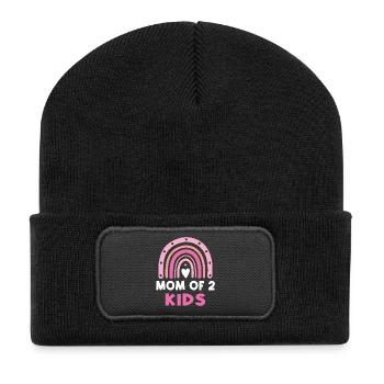 Mama von 2 Kindern Beste Mama Muttertag - Recycelte Patch Beanie - Schwarz - Vorne