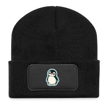 Pinguin - Recycelte Patch Beanie - Schwarz - Vorne