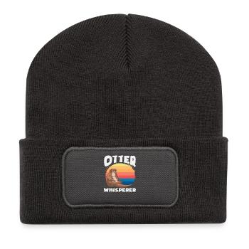 Sea Otter Cartoon Retro Whisperer - Recycled Patch Beanie - dark grey - Front