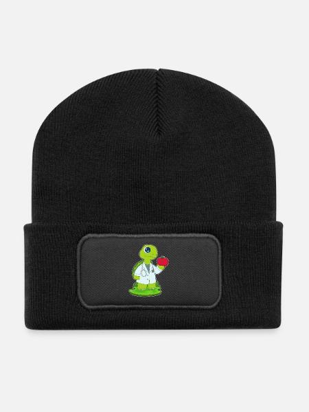 Schildkröte Arzt Stethoskop - Recycelte Patch Beanie - Schwarz