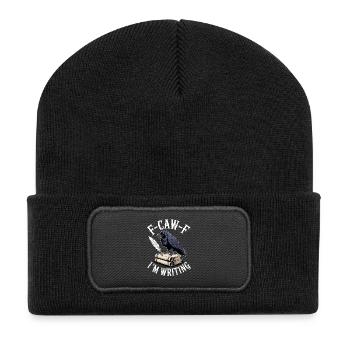 Plume de corbeau et parchemins - Beanie recyclé à patch - noir - Devant