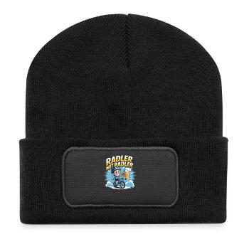 Fahrrad Fahren Radfahrer Mountainbike MTB - Recycelte Patch Beanie - Schwarz - Vorne