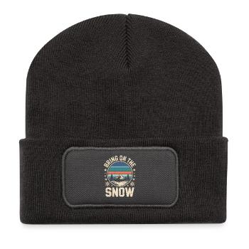 Bring On The Snow Retro Mountain Winter Snowflakes - Recycled Patch Beanie - dark grey - Front