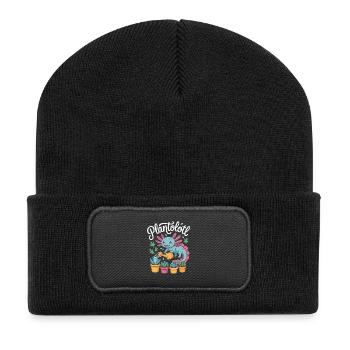 Plantolotl Axolotl Gießt Sukkulenten - Recycelte Patch Beanie - Schwarz - Vorne