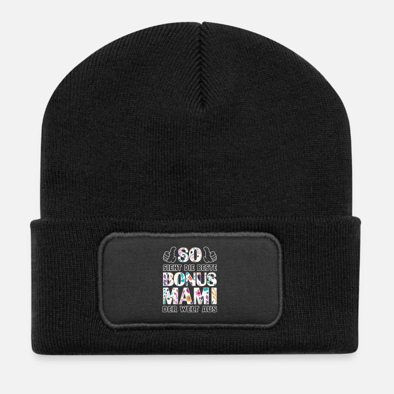 Bonus Mami Mama beste Mutter Muttertag Geschenk - Recycelte Patch Beanie - Schwarz