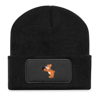 Bear Bowling Bowling Ball - Recycled Patch Beanie - black - Front