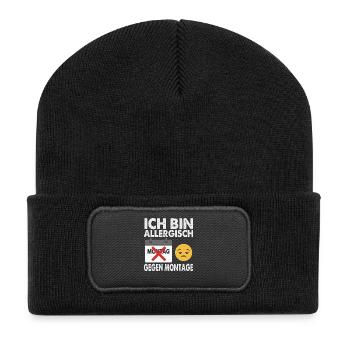 Ich bin allergisch gegen Montage - Recycelte Patch Beanie - Schwarz - Vorne