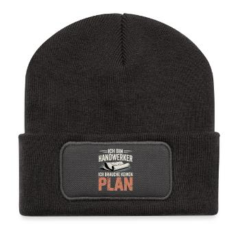 Handwerker Ohne Plan - Recycelte Patch Beanie - Dunkelgrau - Vorne