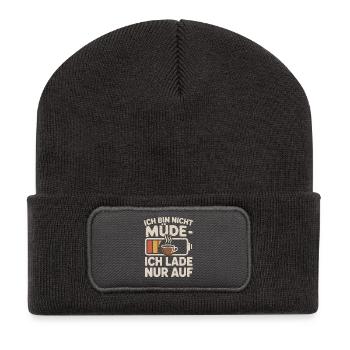 Je ne suis pas fatigué – je me charge de café - Beanie recyclé à patch - charbon - Devant