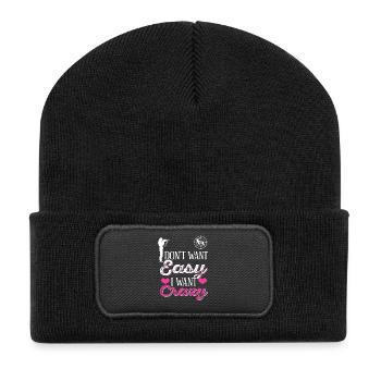 Je ne veux pas facile Je veux une ambiance de chasse folle - Beanie recyclé à patch - noir - Devant
