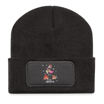 flamingo in christmas. christmas gift - Recycled Patch Beanie - dark grey - Front