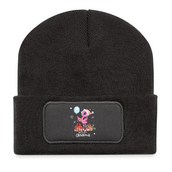 flamingo in christmas. christmas gift - Recycled Patch Beanie - dark grey - Front