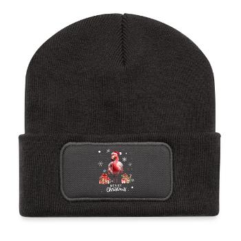 flamingo in christmas. christmas gift - Recycled Patch Beanie - dark grey - Front