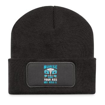 Lustige Krankenschwester Geschenke Krankenpflege Outfits - Recycelte Patch Beanie - Dunkelgrau - Vorne