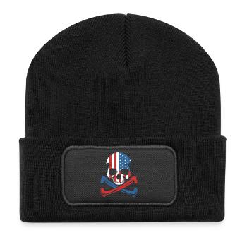 American Flag Skull Shirt - Recycled Patch Beanie - black - Front