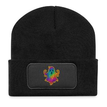 Regenbogen Geist Glitter - Recycelte Patch Beanie - Schwarz - Vorne