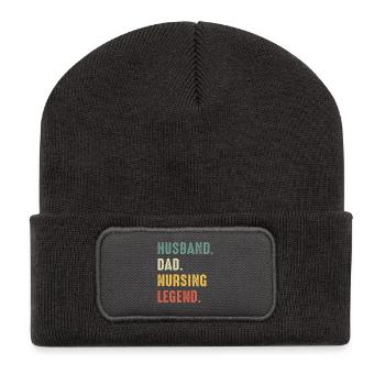 Husband Dad Nursing Legend Father's Day - Recycelte Patch Beanie - Dunkelgrau - Vorne