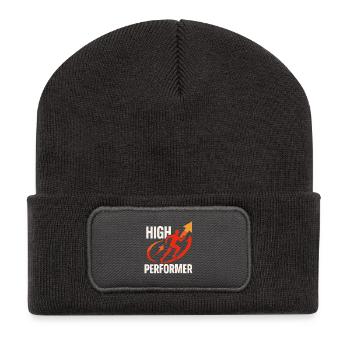 Conception de sprint haute performance - Beanie recyclé à patch - charbon - Devant