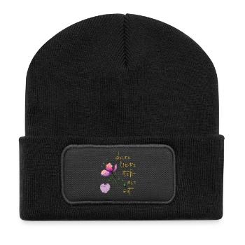 deine Liebe steht mir gut - Recycelte Patch Beanie - Schwarz - Vorne